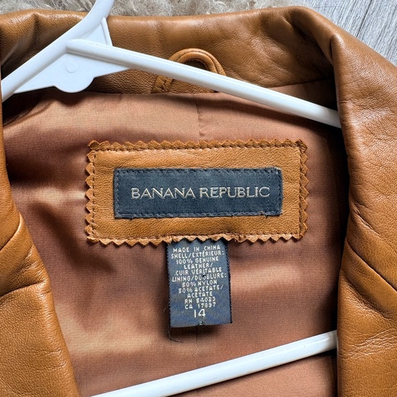 Banana Republic Cognac Leather Blazer Jacket - Picture 6 of 6